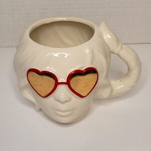 Ponytail Mirrored Heart Sunglasses Mug VERY RARE HTF